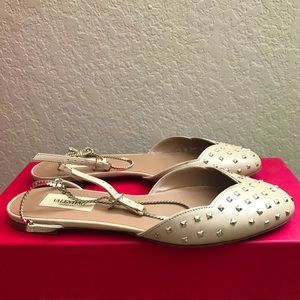 Valentino Studded Flats with chain link ankle strap.